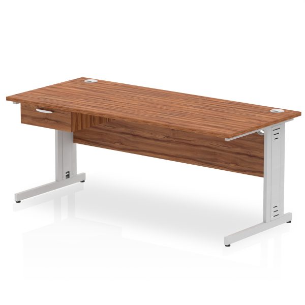Pulse Cable Managed Straight Desk Silver Frame With Single One Drawer Fixed Pedestal - Image 28