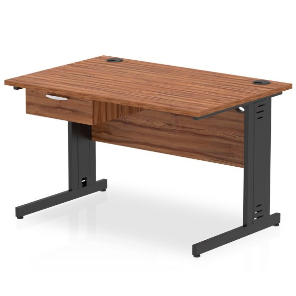 Pulse Cable Managed Straight Desk Black Frame With Single One Drawer Fixed Pedestal - Image 7