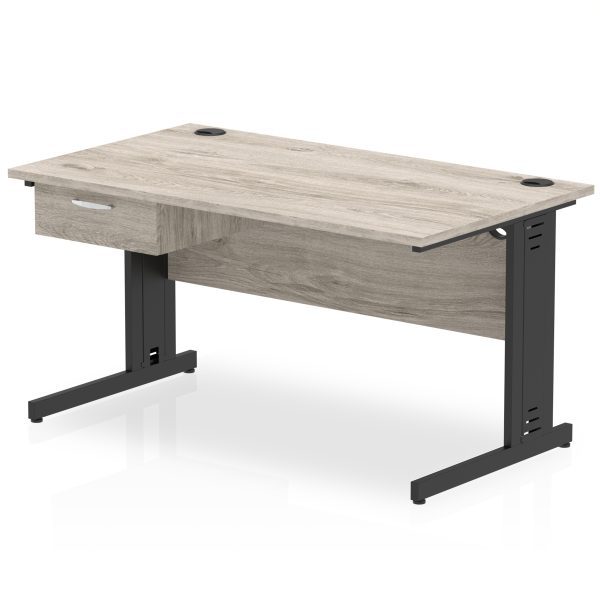 Pulse Cable Managed Straight Desk Black Frame With Single One Drawer Fixed Pedestal - Image 10