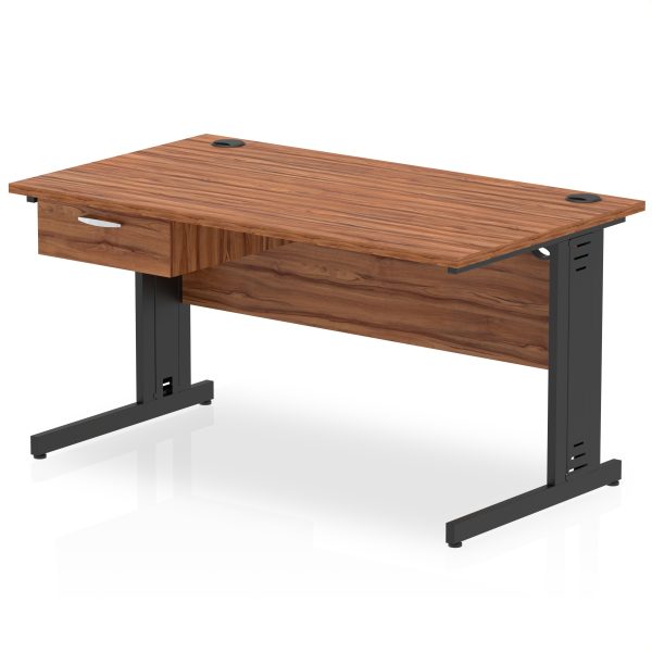 Pulse Cable Managed Straight Desk Black Frame With Single One Drawer Fixed Pedestal - Image 14