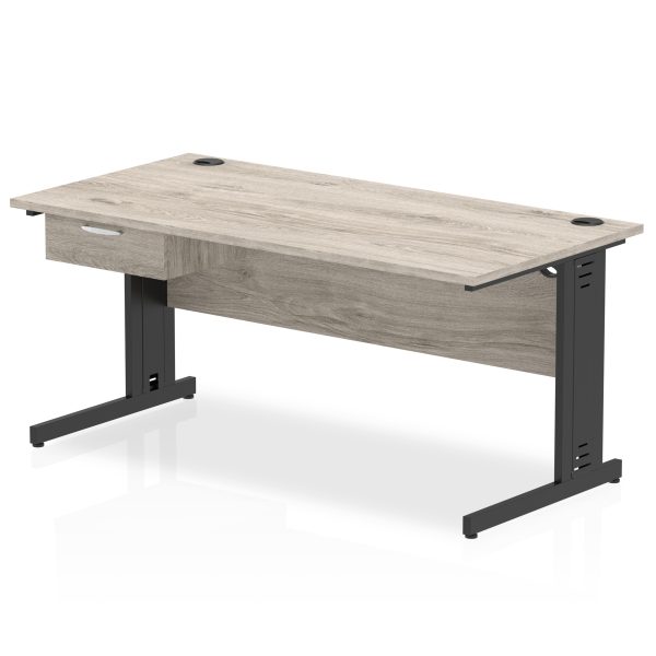 Pulse Cable Managed Straight Desk Black Frame With Single One Drawer Fixed Pedestal - Image 17