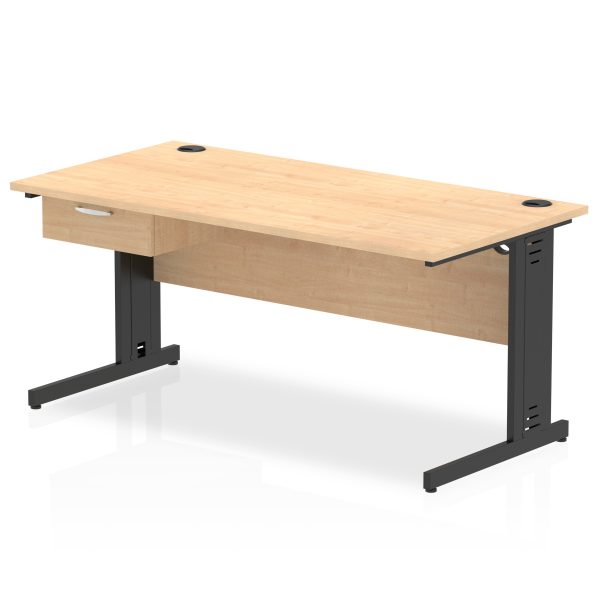 Pulse Cable Managed Straight Desk Black Frame With Single One Drawer Fixed Pedestal - Image 18