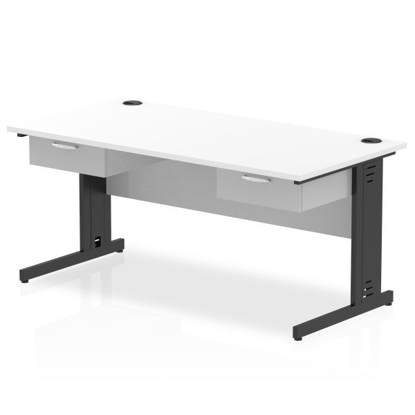 Pulse Cable Managed Straight Desk Black Frame With Two One Drawer Fixed Pedestals - Image 6