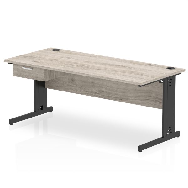 Pulse Cable Managed Straight Desk Black Frame With Single One Drawer Fixed Pedestal - Image 24