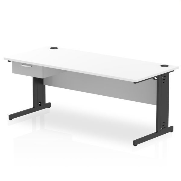 Pulse Cable Managed Straight Desk Black Frame With Single One Drawer Fixed Pedestal - Image 27