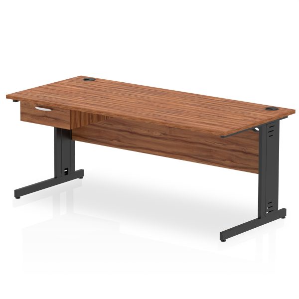 Pulse Cable Managed Straight Desk Black Frame With Single One Drawer Fixed Pedestal - Image 28