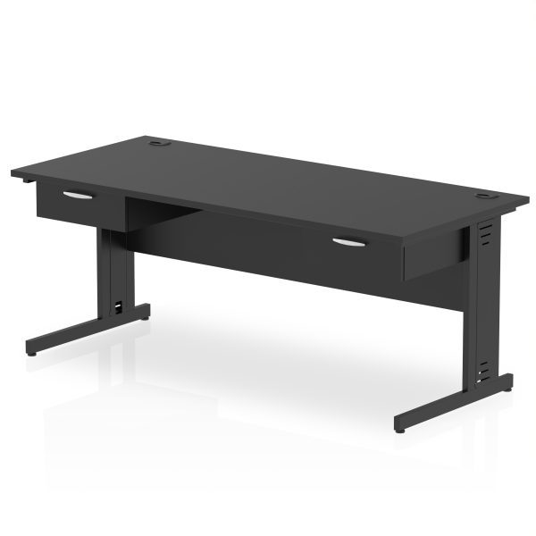 Pulse Cable Managed Straight Desk Black Frame With Two One Drawer Fixed Pedestals - Image 9