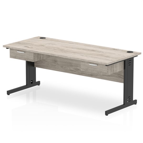 Pulse Cable Managed Straight Desk Black Frame With Two One Drawer Fixed Pedestals - Image 10