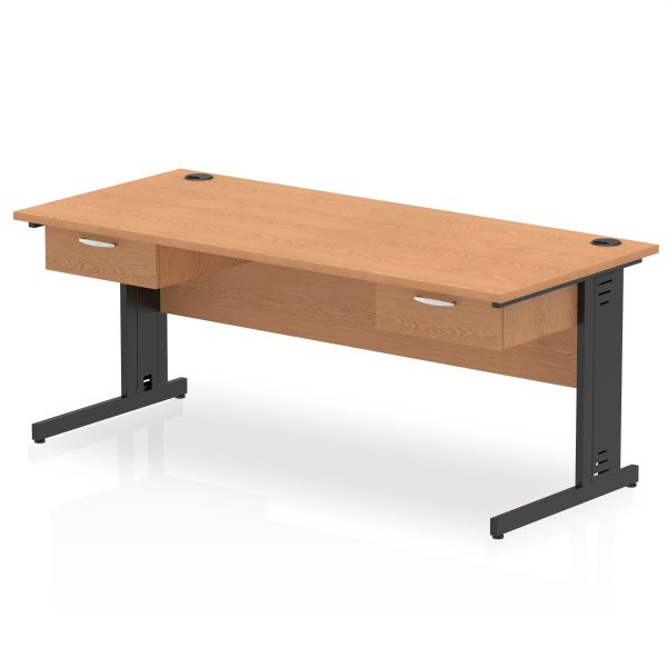Pulse Cable Managed Straight Desk Black Frame With Two One Drawer Fixed Pedestals - Image 12