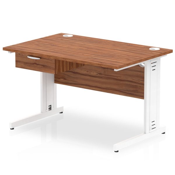 Pulse Cable Managed Straight Desk White Frame With Single One Drawer Fixed Pedestal - Image 7