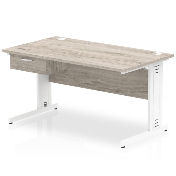 Pulse Cable Managed Straight Desk White Frame With Single One Drawer Fixed Pedestal - Image 10