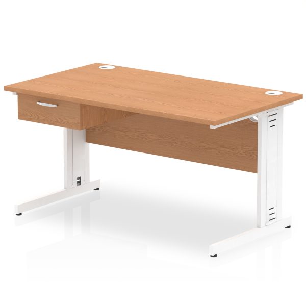 Pulse Cable Managed Straight Desk White Frame With Single One Drawer Fixed Pedestal - Image 12