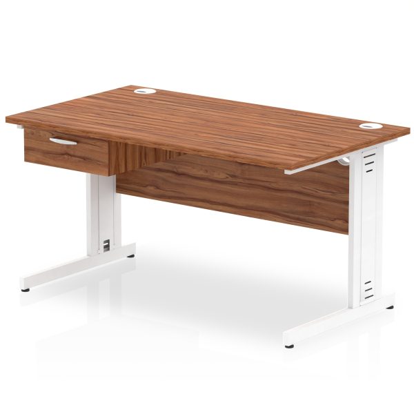 Pulse Cable Managed Straight Desk White Frame With Single One Drawer Fixed Pedestal - Image 14
