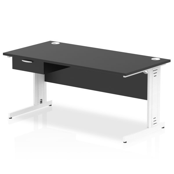 Pulse Cable Managed Straight Desk White Frame With Single One Drawer Fixed Pedestal - Image 16