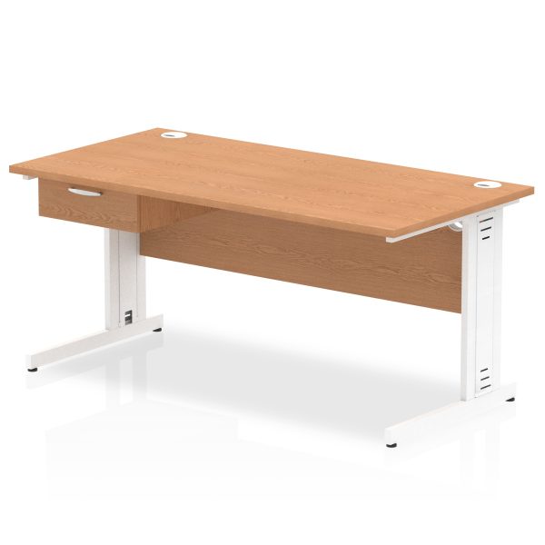 Pulse Cable Managed Straight Desk White Frame With Single One Drawer Fixed Pedestal - Image 19