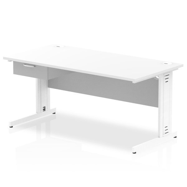 Pulse Cable Managed Straight Desk White Frame With Single One Drawer Fixed Pedestal - Image 20