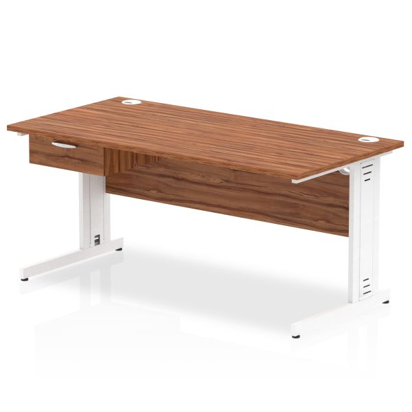 Pulse Cable Managed Straight Desk White Frame With Single One Drawer Fixed Pedestal - Image 21