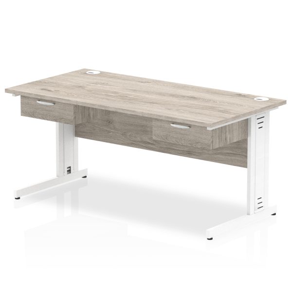 Pulse Cable Managed Straight Desk White Frame With Two One Drawer Fixed Pedestals - Image 3