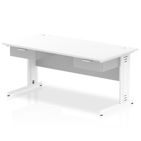 Pulse Cable Managed Straight Desk White Frame With Two One Drawer Fixed Pedestals - Image 6