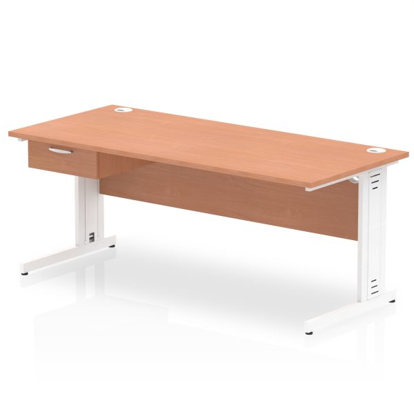 Pulse Cable Managed Straight Desk White Frame With Single One Drawer Fixed Pedestal - Image 22