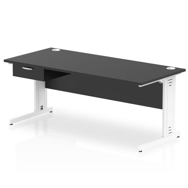 Pulse Cable Managed Straight Desk White Frame With Single One Drawer Fixed Pedestal - Image 23