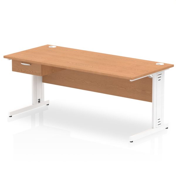 Pulse Cable Managed Straight Desk White Frame With Single One Drawer Fixed Pedestal - Image 26