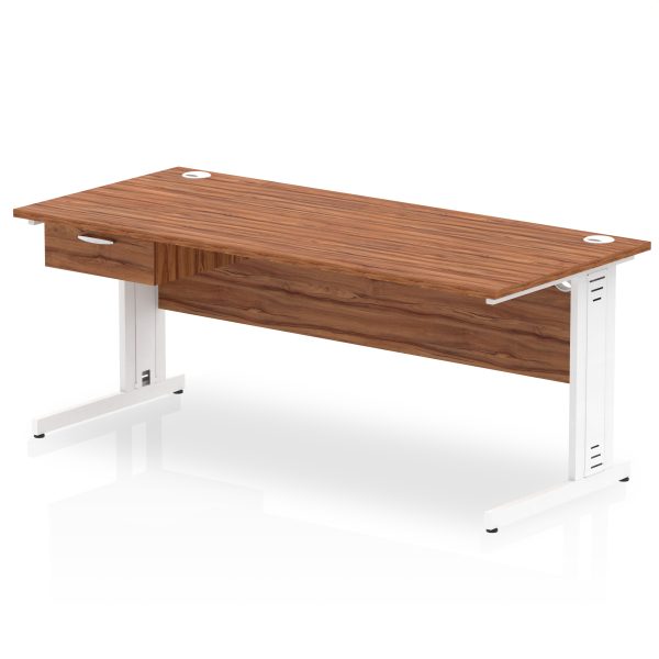 Pulse Cable Managed Straight Desk White Frame With Single One Drawer Fixed Pedestal - Image 28