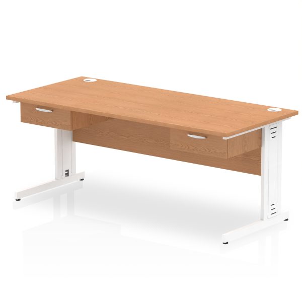Pulse Cable Managed Straight Desk White Frame With Two One Drawer Fixed Pedestals - Image 12