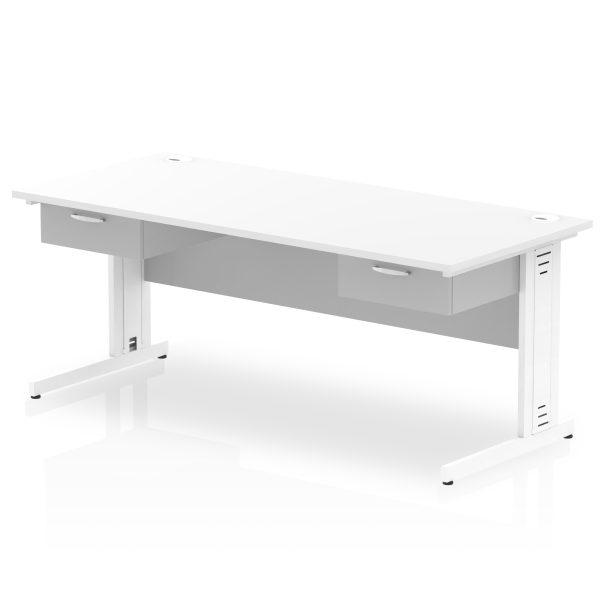 Pulse Cable Managed Straight Desk White Frame With Two One Drawer Fixed Pedestals - Image 13