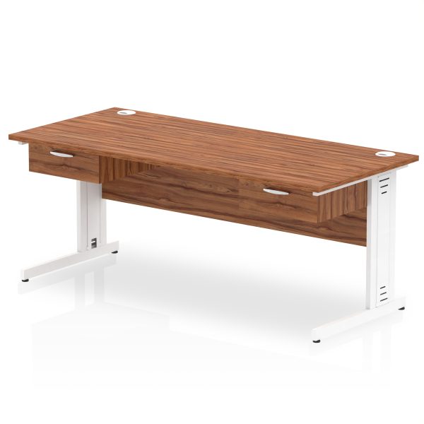 Pulse Cable Managed Straight Desk White Frame With Two One Drawer Fixed Pedestals - Image 14