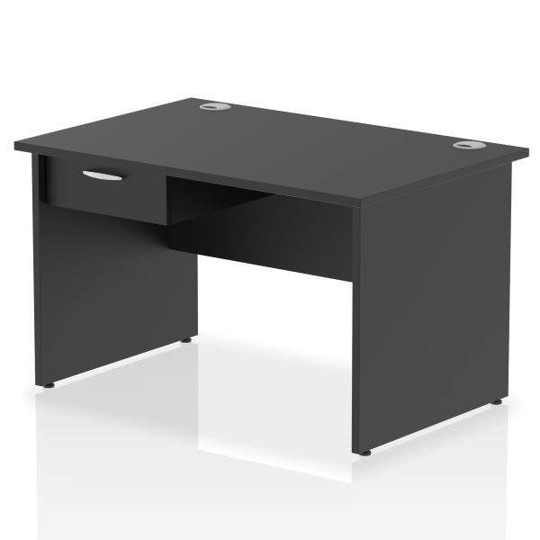 Pulse Panel End Straight Desk Frame With Single One Drawer Fixed Pedestal - Image 2