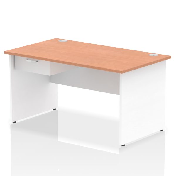 Pulse Panel End Straight Desk Frame With Single One Drawer Fixed Pedestal - Image 35