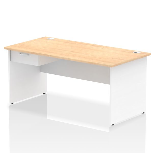 Pulse Panel End Straight Desk Frame With Single One Drawer Fixed Pedestal - Image 44