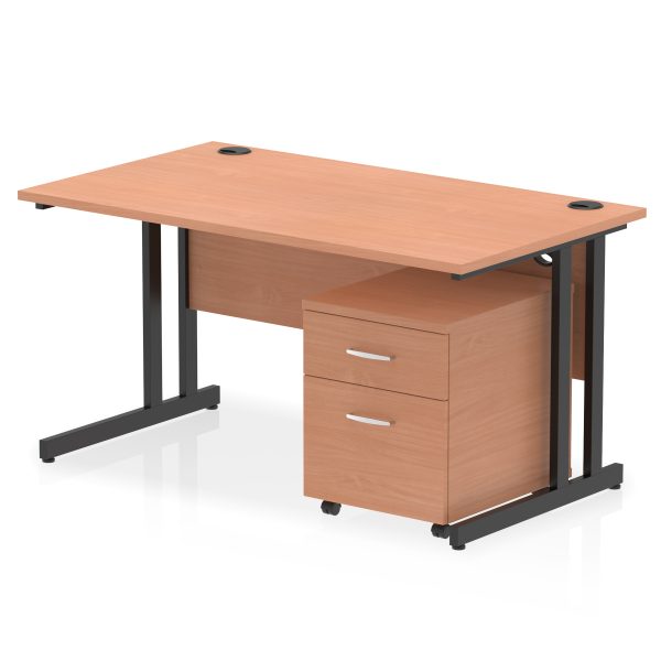 Pulse 1400mm Cantilever Straight Desk With Mobile Pedestal - Image 25