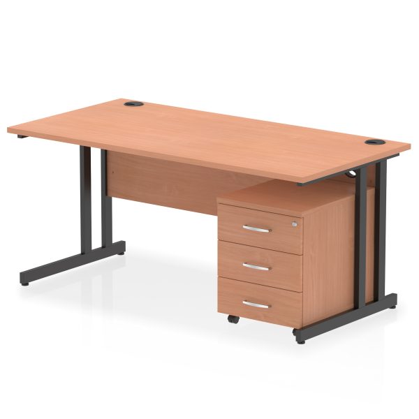 Pulse 1600mm Cantilever Straight Desk With Mobile Pedestal - Image 32