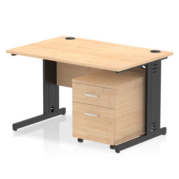 Pulse 1200mm Cable Managed Straight Desk With Mobile Pedestal - Image 28