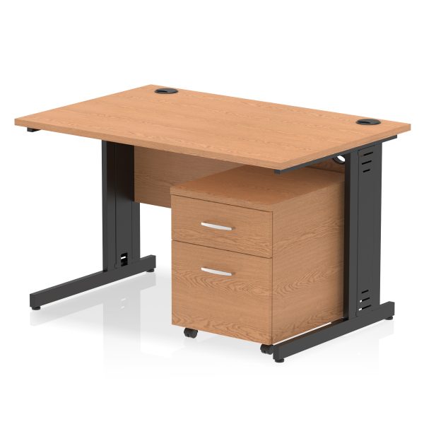 Pulse 1200mm Cable Managed Straight Desk With Mobile Pedestal - Image 29