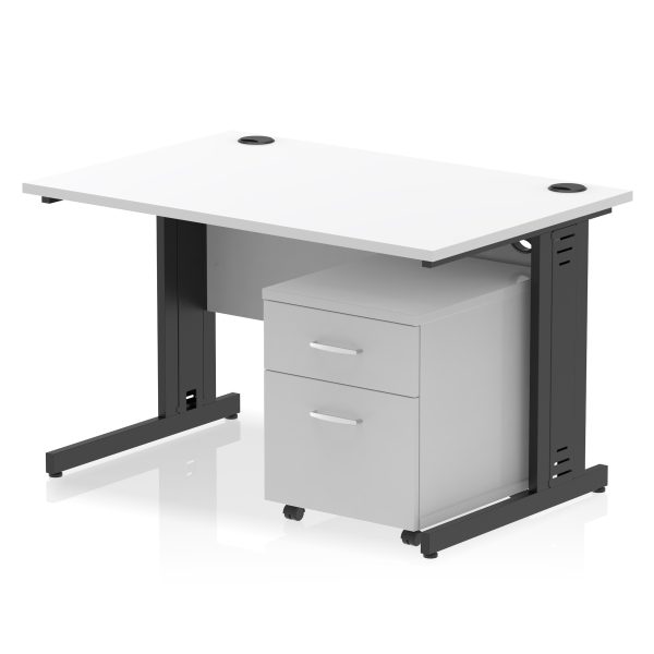 Pulse 1200mm Cable Managed Straight Desk With Mobile Pedestal - Image 30