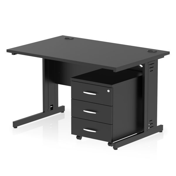 Pulse 1200mm Cable Managed Straight Desk With Mobile Pedestal - Image 33