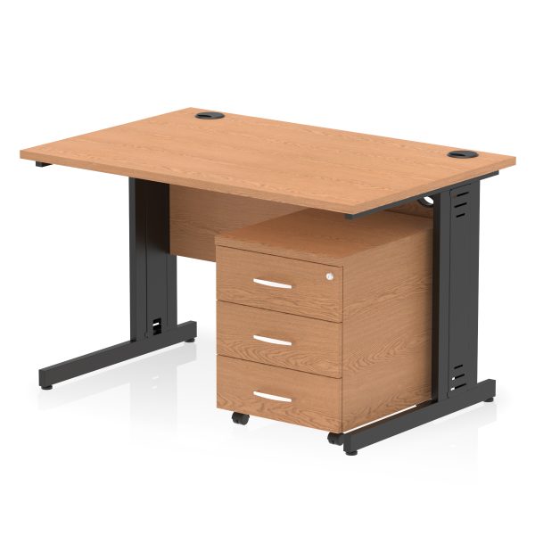 Pulse 1200mm Cable Managed Straight Desk With Mobile Pedestal - Image 36