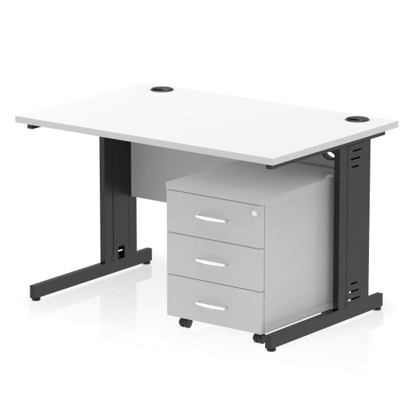Pulse 1200mm Cable Managed Straight Desk With Mobile Pedestal - Image 37