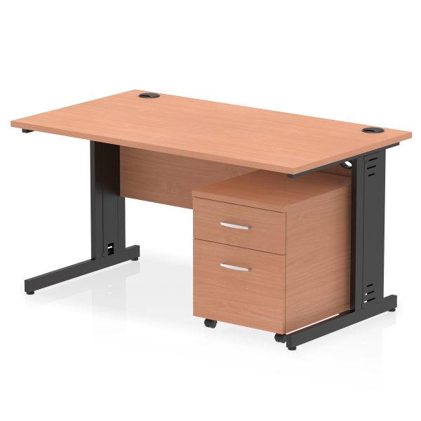 Pulse 1400mm Cable Managed Straight Desk With Mobile Pedestal - Image 25