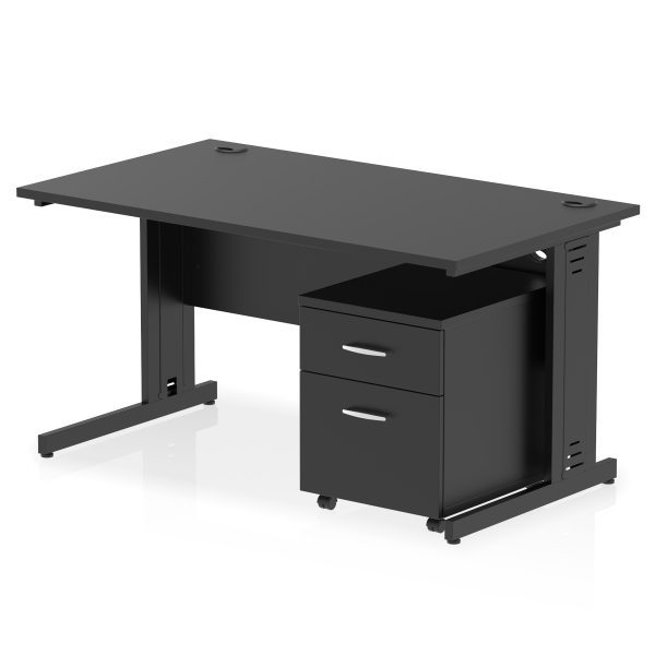 Pulse 1400mm Cable Managed Straight Desk With Mobile Pedestal - Image 26