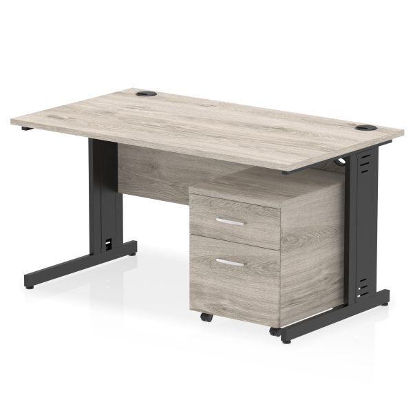 Pulse 1400mm Cable Managed Straight Desk With Mobile Pedestal - Image 27