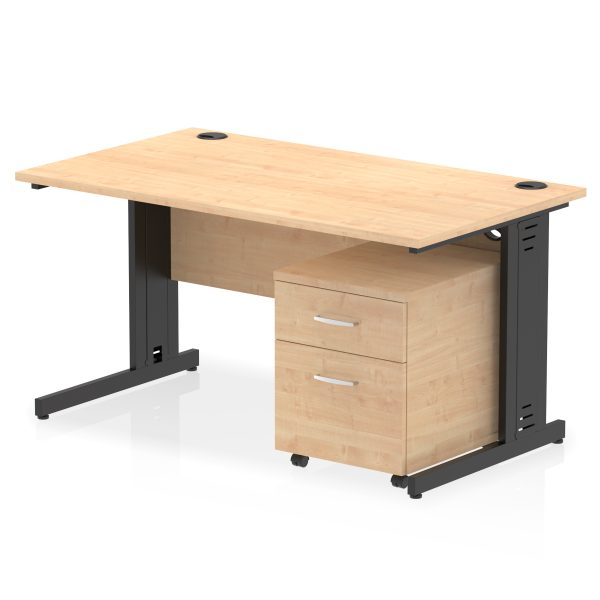 Pulse 1400mm Cable Managed Straight Desk With Mobile Pedestal - Image 28