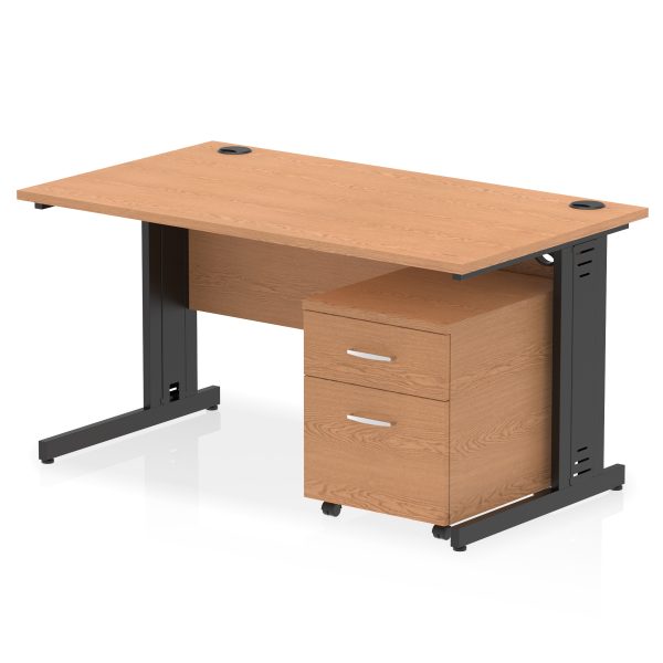 Pulse 1400mm Cable Managed Straight Desk With Mobile Pedestal - Image 29