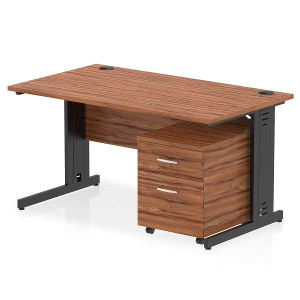 Pulse 1400mm Cable Managed Straight Desk With Mobile Pedestal - Image 31
