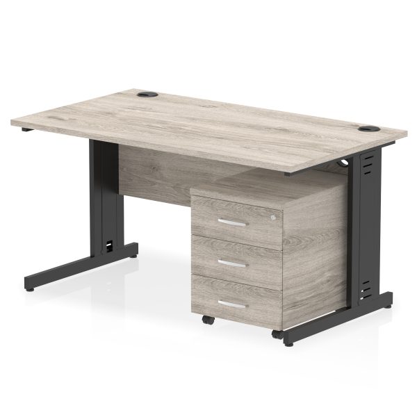 Pulse 1400mm Cable Managed Straight Desk With Mobile Pedestal - Image 34