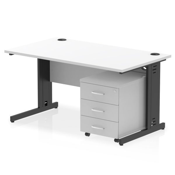 Pulse 1400mm Cable Managed Straight Desk With Mobile Pedestal - Image 37