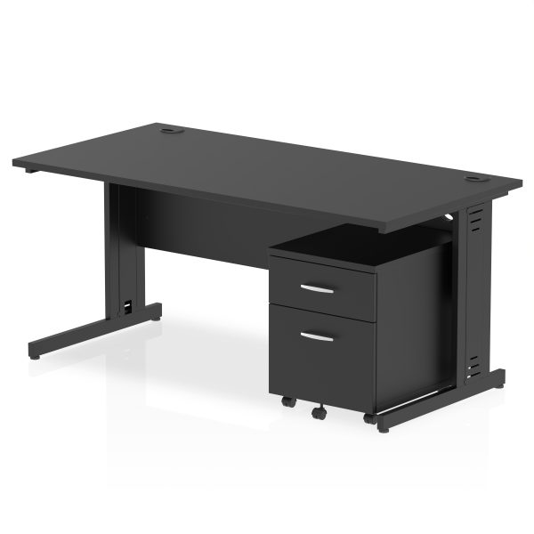 Pulse 1600mm Cable Managed Straight Desk With Mobile Pedestal - Image 26